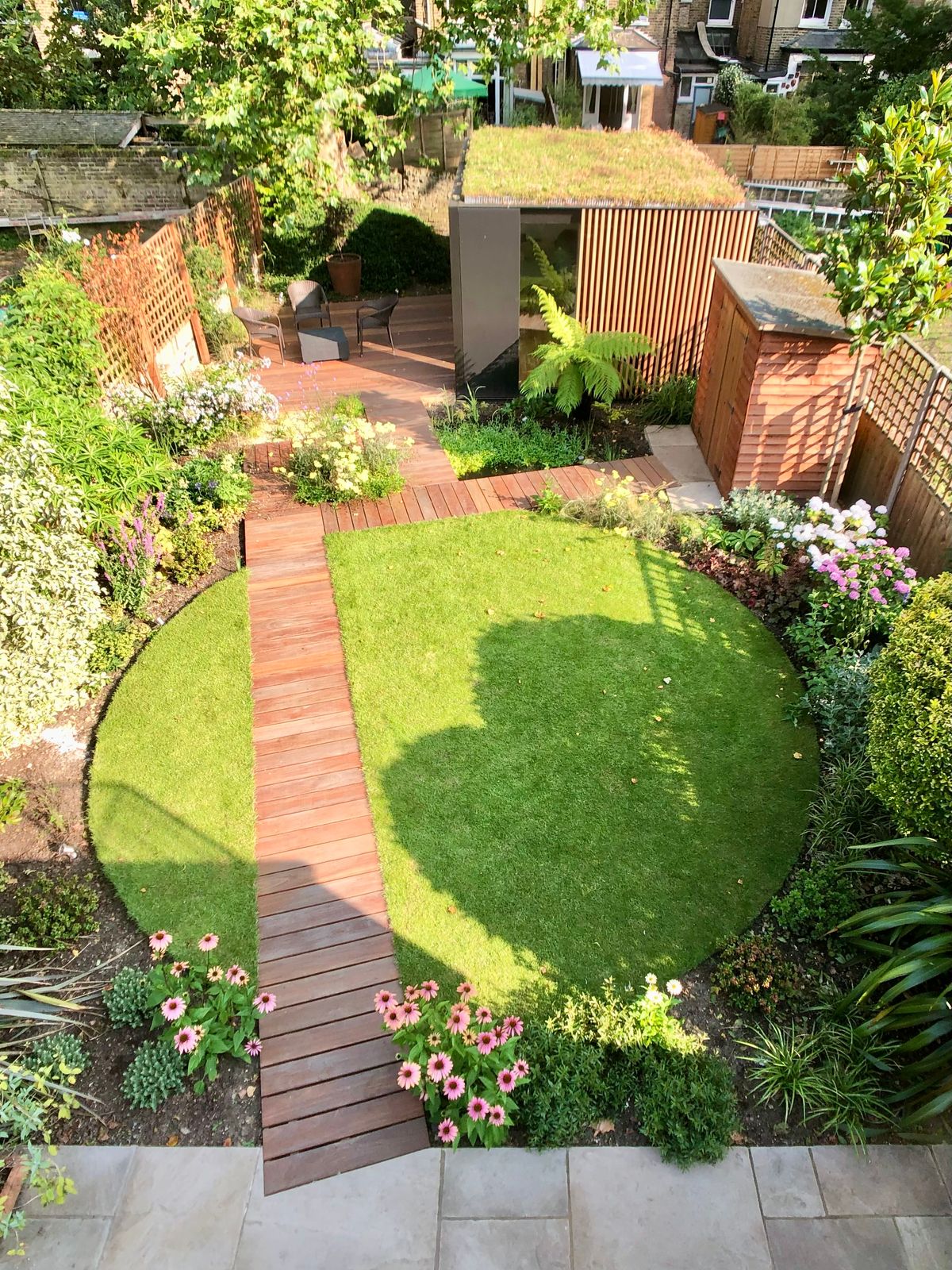 Decking Pathway and Lawn