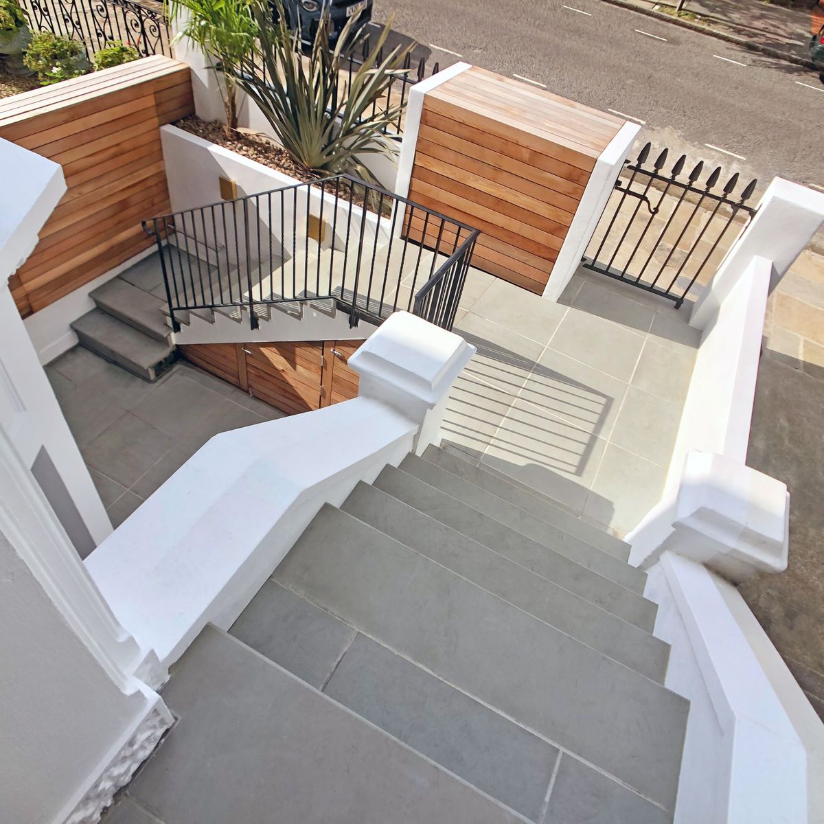 Residential Landscaping and Build in Crouch End North London Focused on Front Garden Restoration with Bespoke Ironwork and Paving