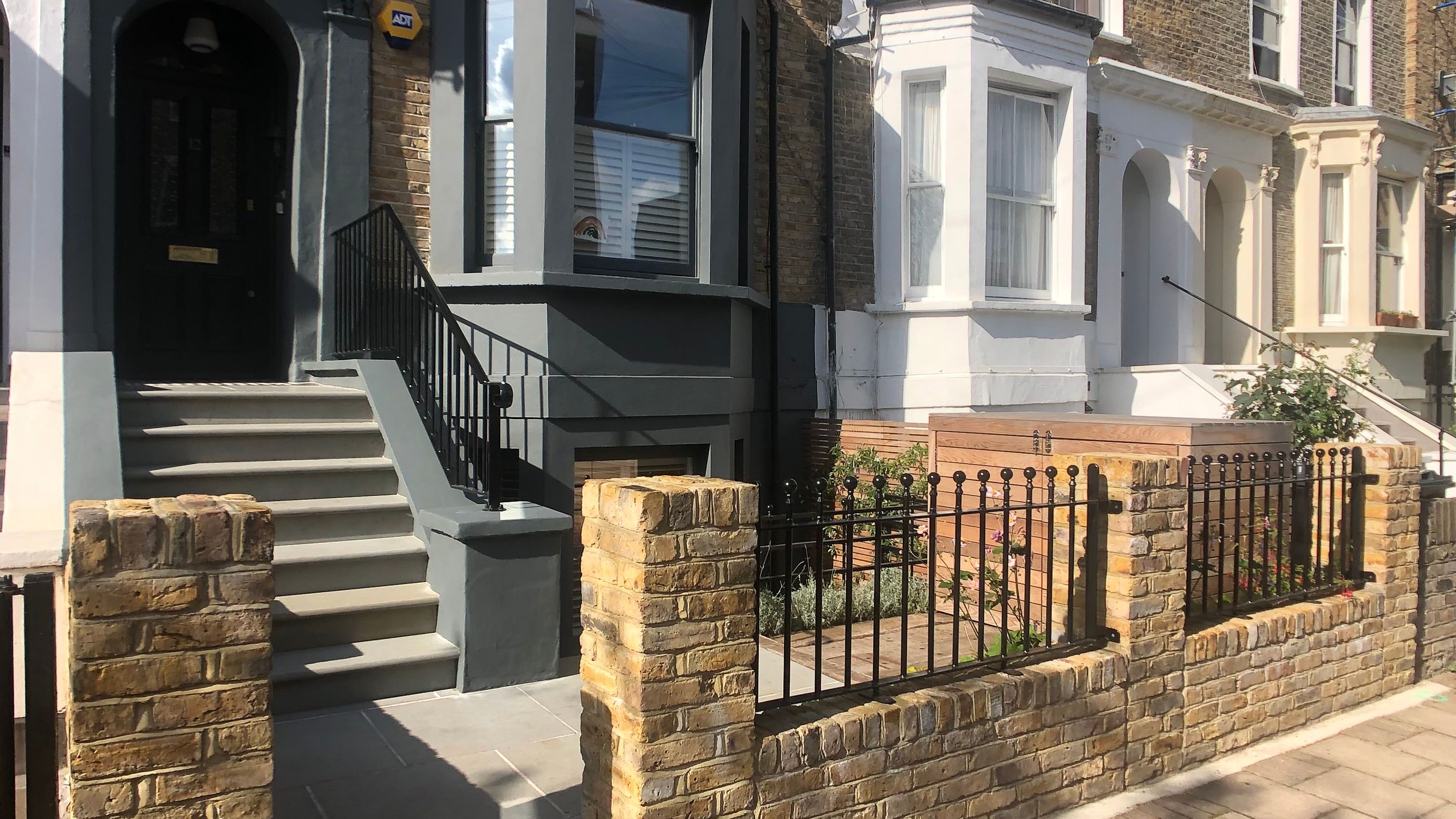 Garden Landscape Design in Stoke Newington Hackney North London with Yorkstone Steps and New Retaining Wall