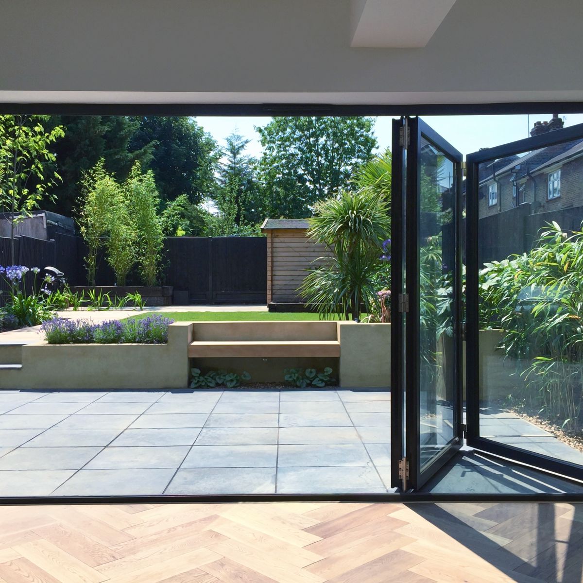 Garden Landscape and Build in Walthamstow East London with Soft Landscaping including Green Wall and Exotic Planting