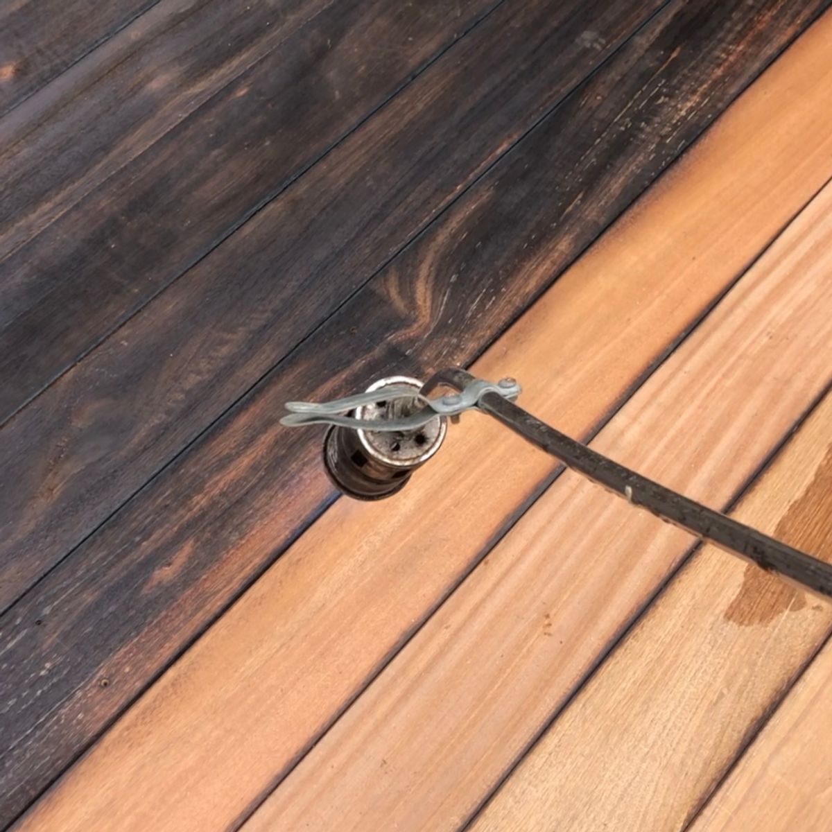 Garden Decking Installation in Progress with Application of Shou Sugi Ban in Canonbury Garden North London