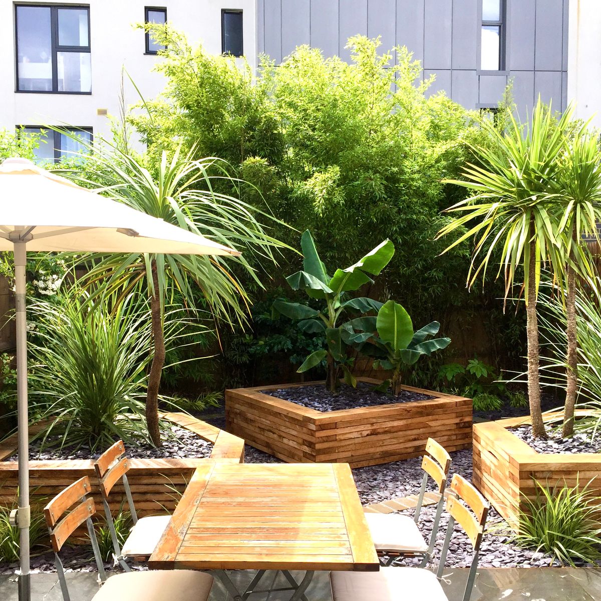 Landscaping Hackney with Easy-Care Mature Planting in Unique Planters